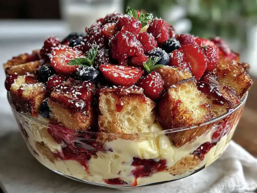 creamy berry trifle with pound cake - featured image