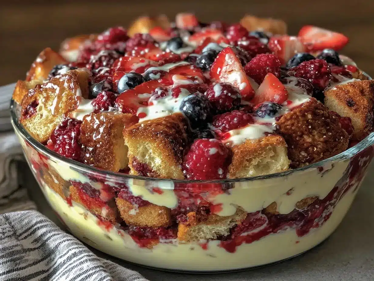 creamy berry trifle with pound cake preparation steps