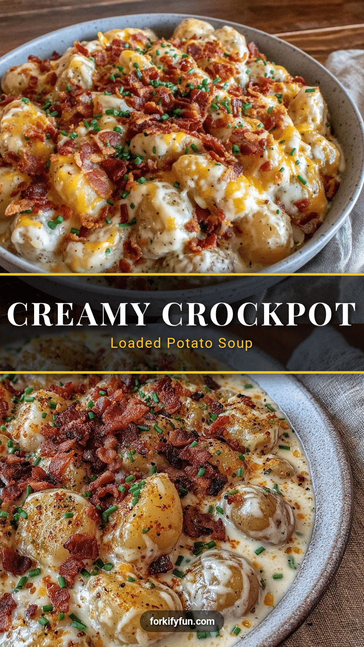 creamy crockpot loaded potato soup with bacon recipe