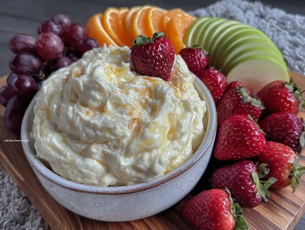 creamy fruit dip with marshmallow fluff preparation steps