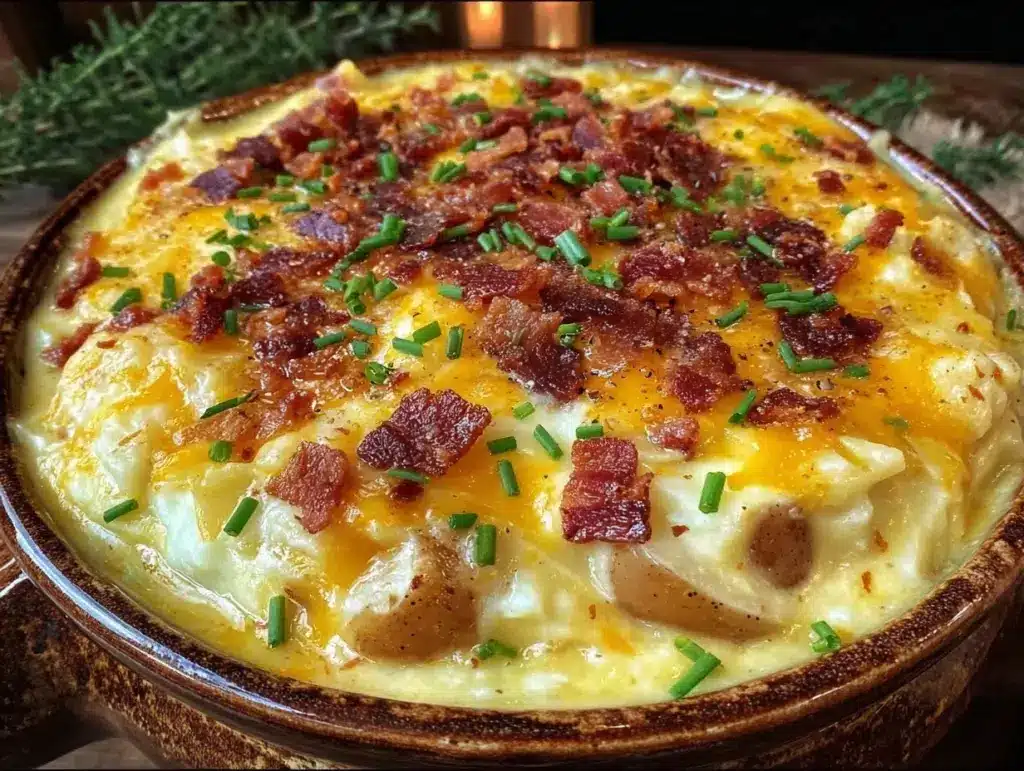 creamy loaded baked potato soup crockpot - featured image
