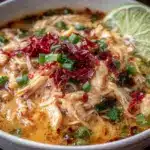 creamy spicy thai coconut chicken soup - featured image