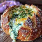 creamy spinach artichoke dip bread bowl - featured image