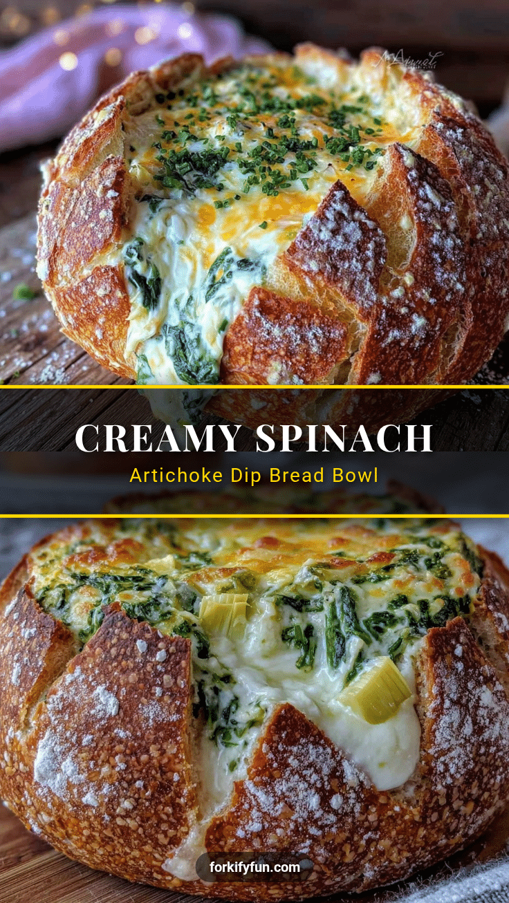 creamy spinach artichoke dip bread bowl recipe