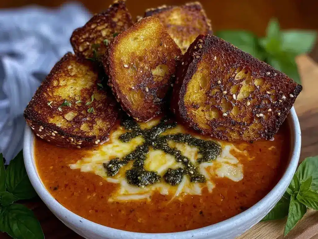 creamy tomato basil soup - featured image