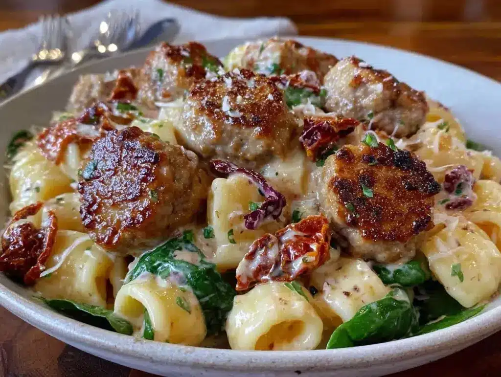 creamy tuscan sausage pasta - featured image