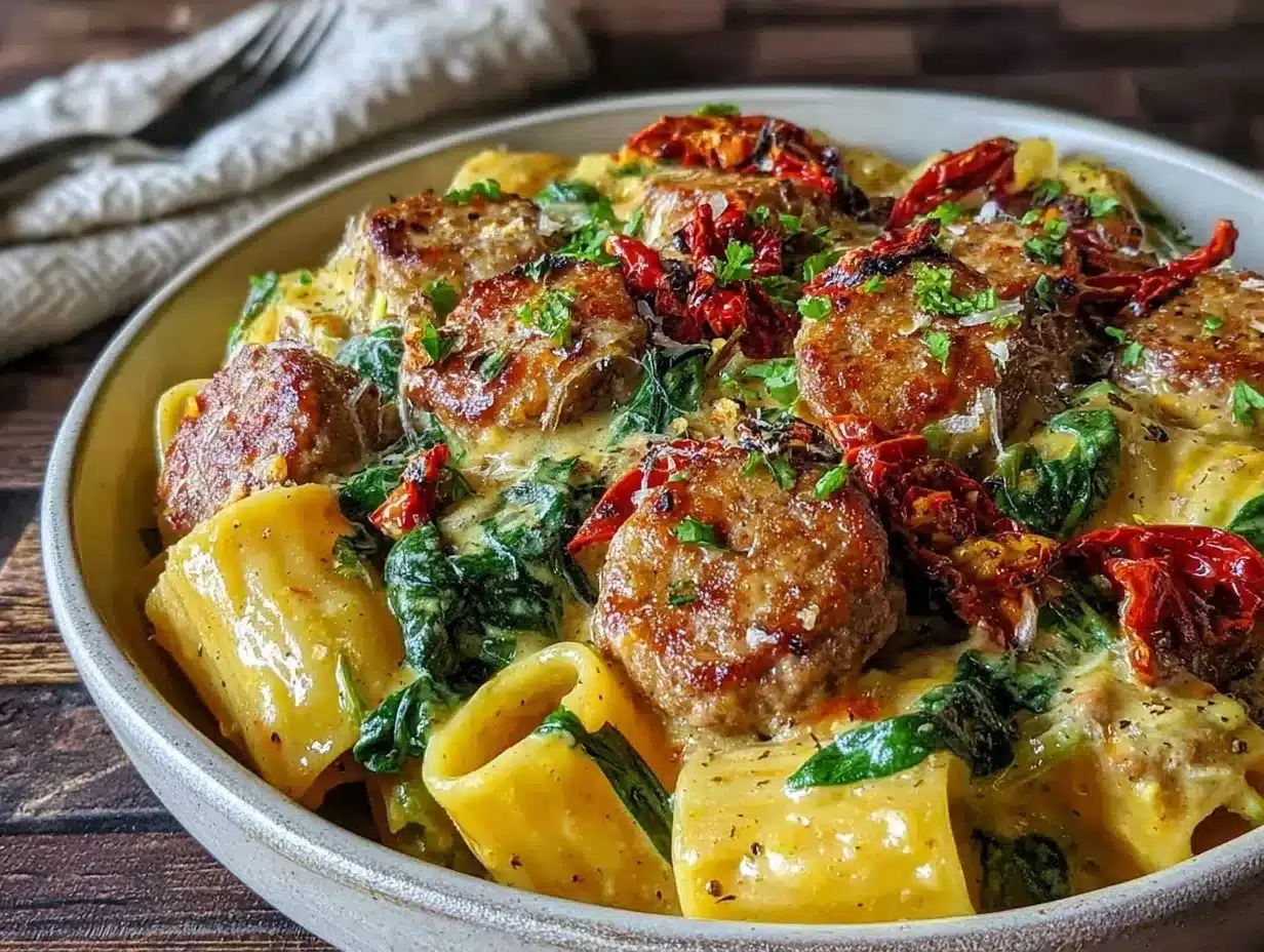 creamy tuscan sausage pasta preparation steps