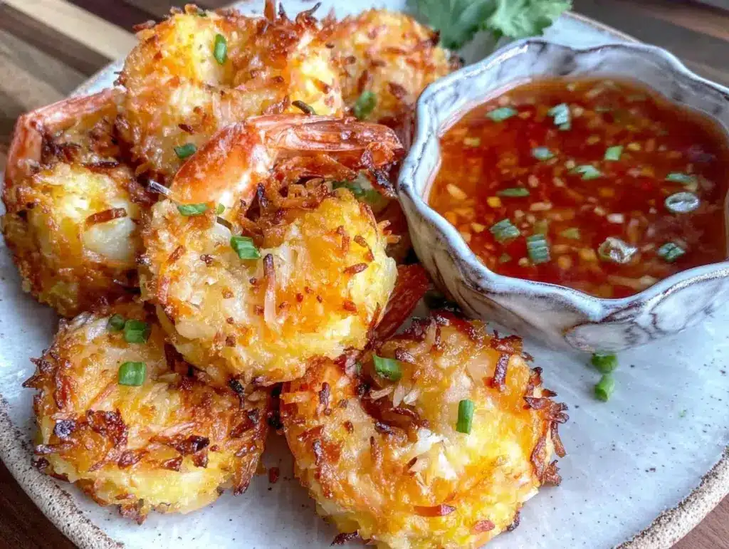 crispy air fryer coconut shrimp - featured image