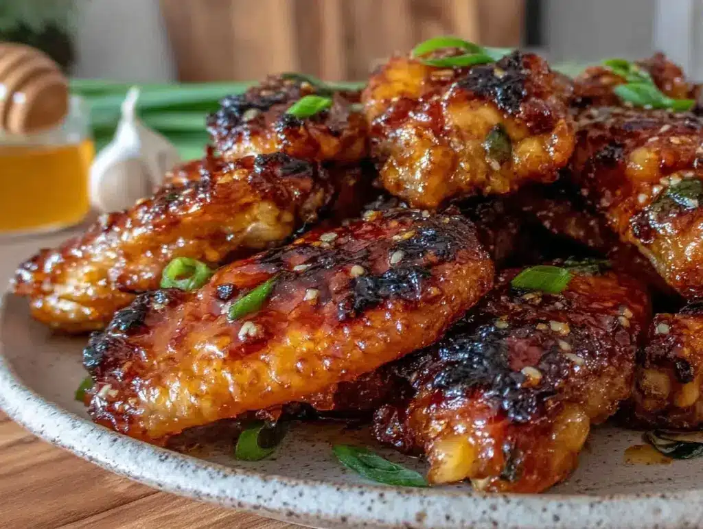 crispy air fryer honey garlic chicken wings - featured image