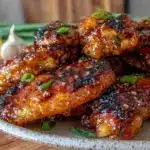 crispy air fryer honey garlic chicken wings - featured image