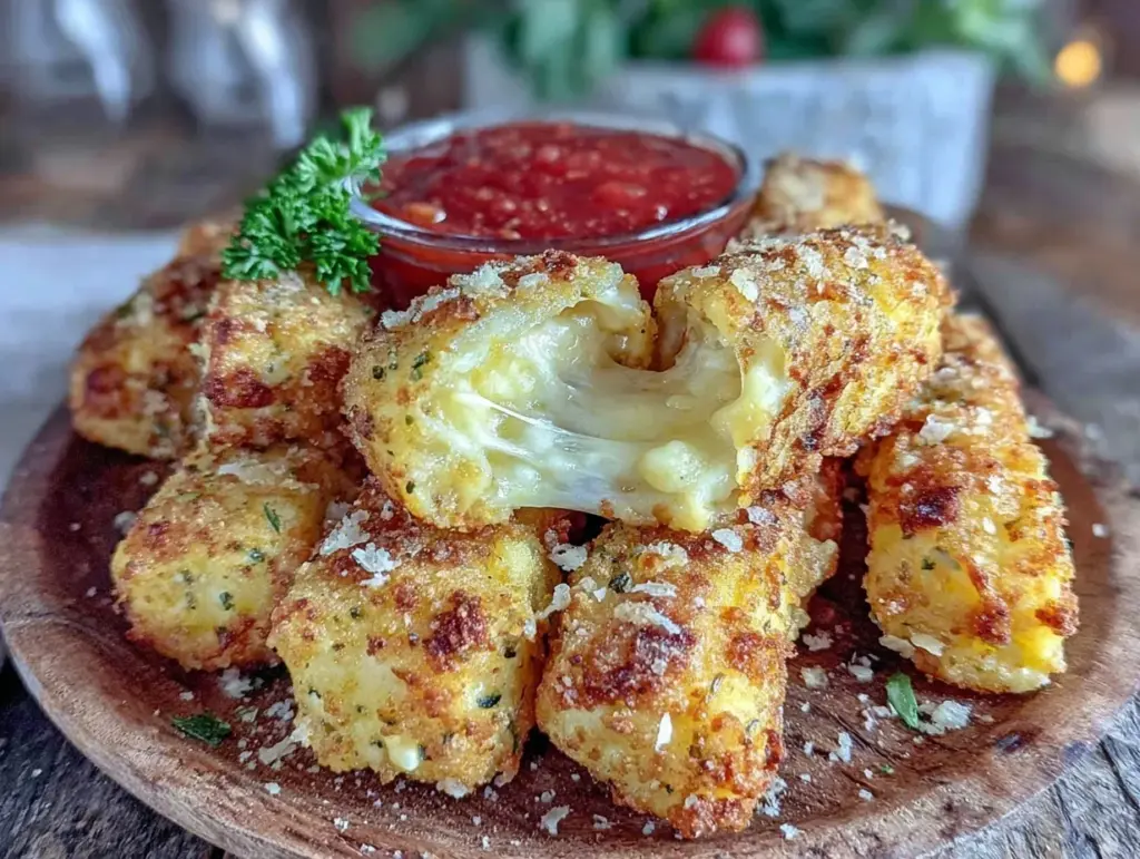 crispy air fryer mozzarella sticks - featured image