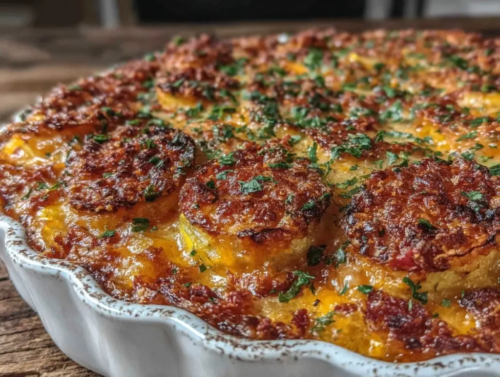 crispy cheesy squash casserole - featured image