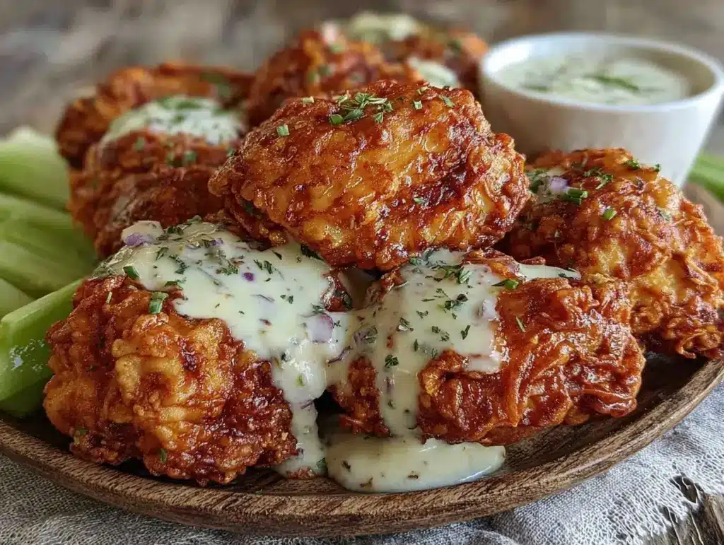 crispy fried chicken wings alabama white sauce - featured image