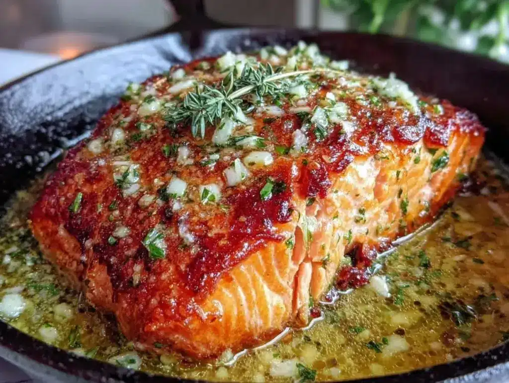 crispy garlic butter salmon - featured image