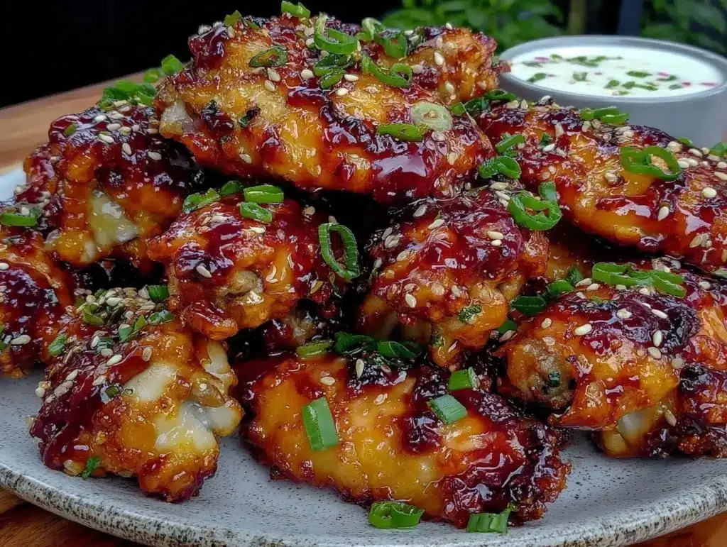 crispy gochujang honey chicken wings - featured image
