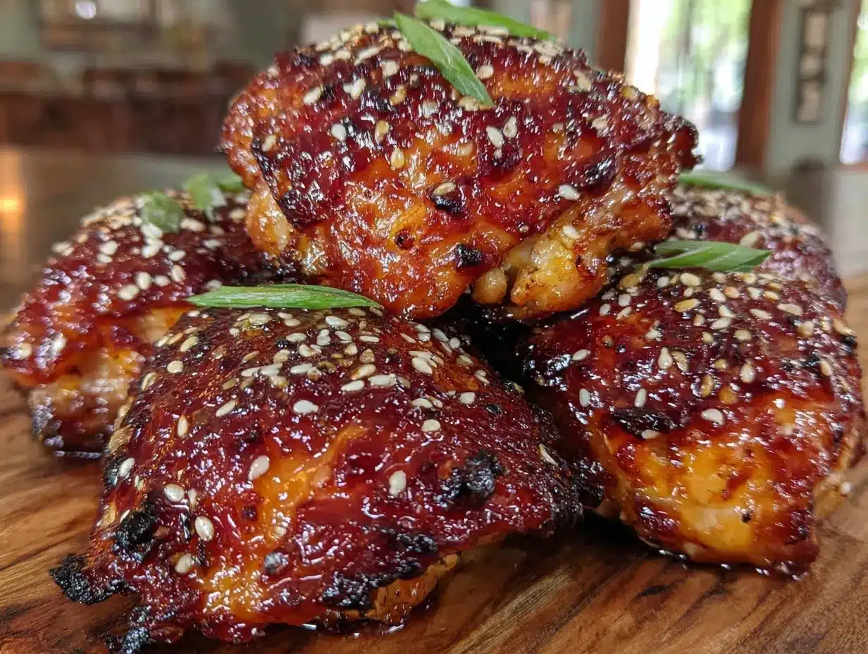 crispy honey garlic sesame chicken thighs preparation steps