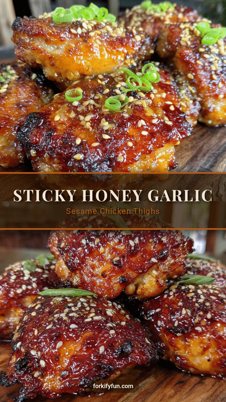 crispy honey garlic sesame chicken thighs recipe
