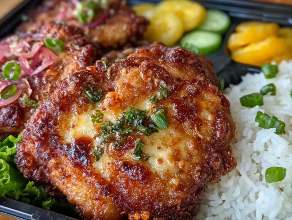 crispy korean chicken bento box - featured image