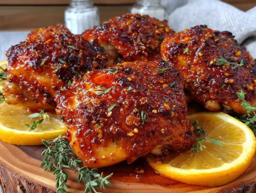 crispy lemon garlic butter chicken thighs - featured image