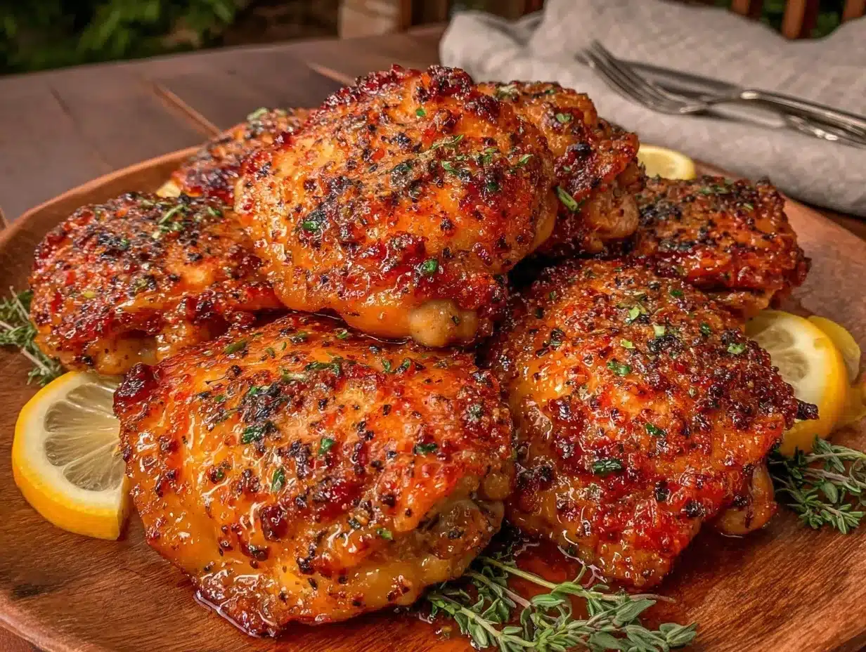 crispy lemon garlic butter chicken thighs preparation steps