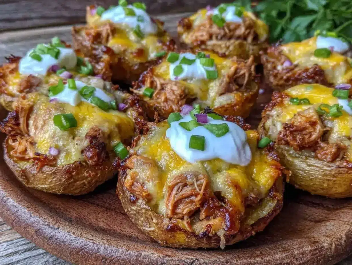crispy loaded bbq chicken potato skins preparation steps