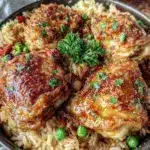 crispy one-pan Portuguese chicken and rice bake - featured image