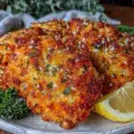 crispy parmesan crusted air fryer chicken cutlets - featured image