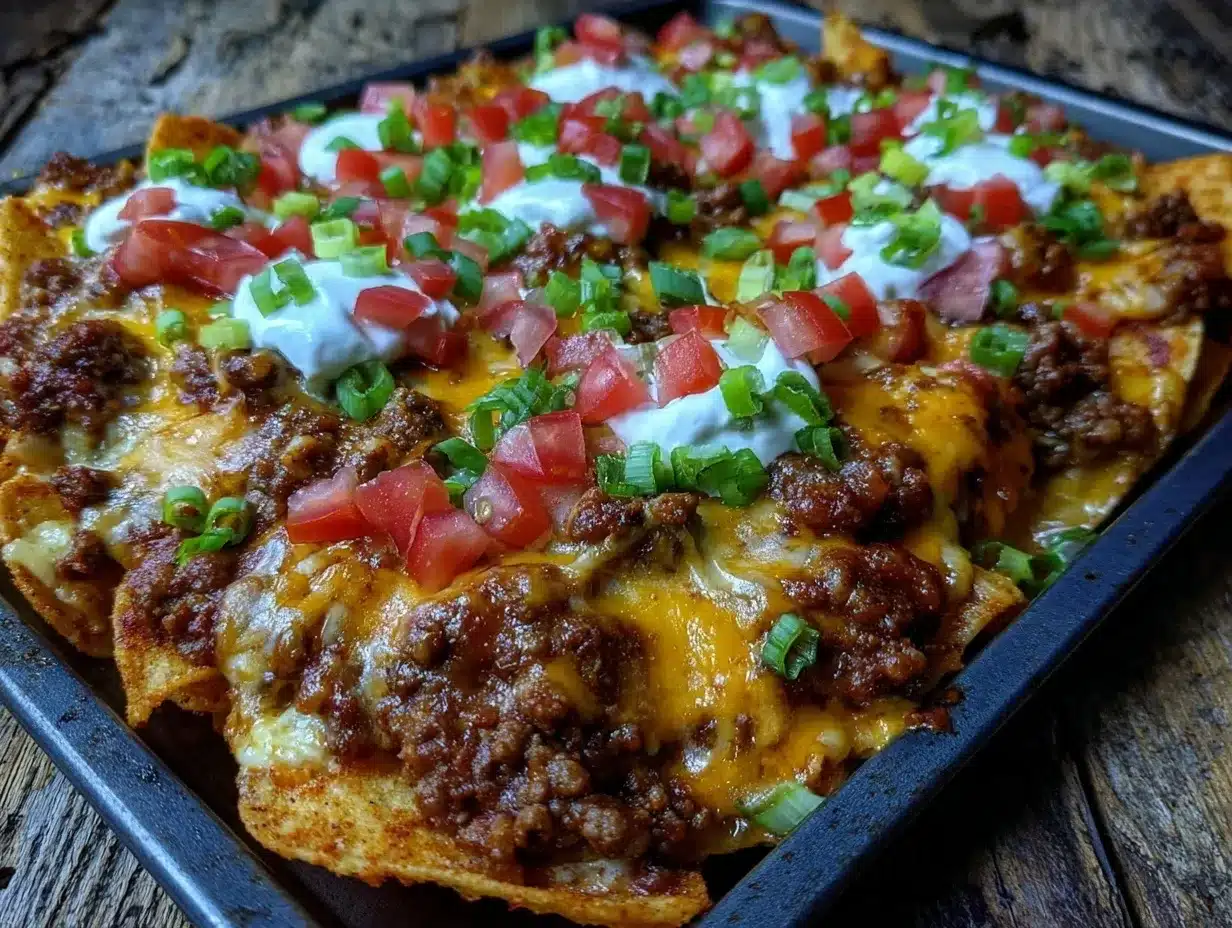 crispy sheet pan loaded Frito pie preparation steps