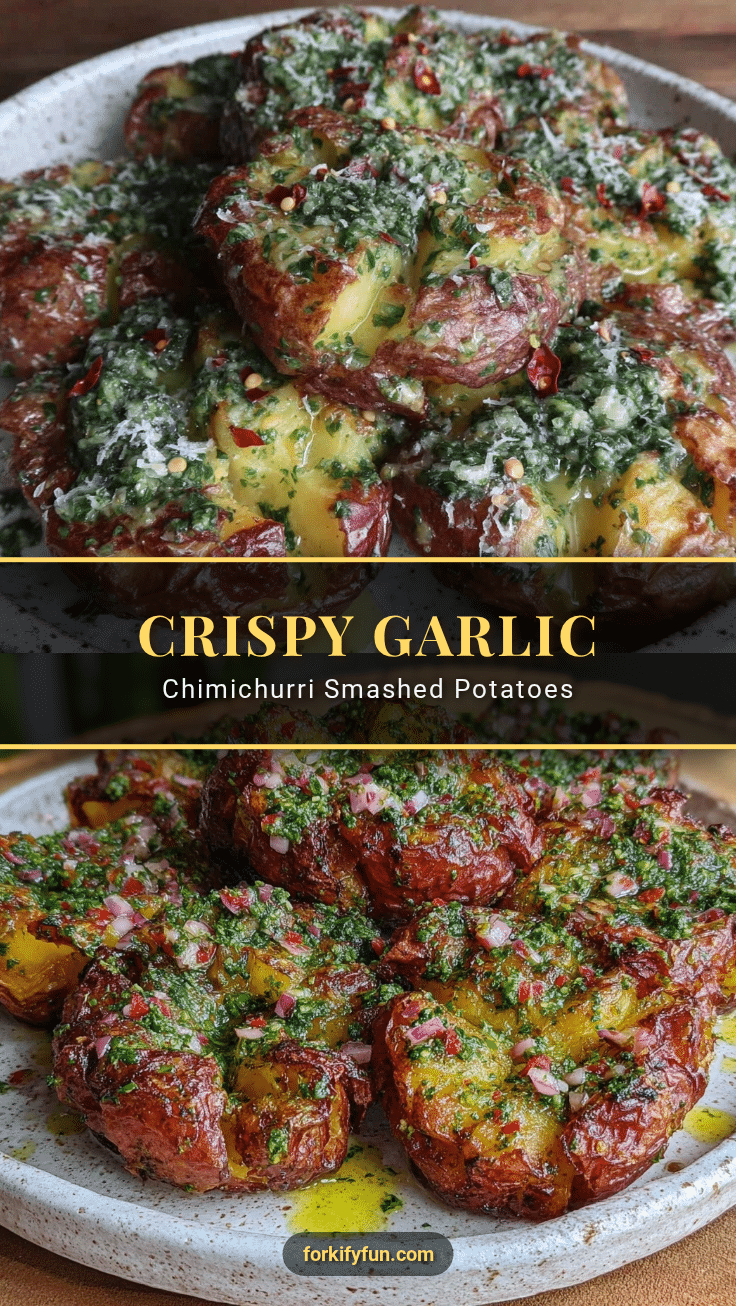 crispy smashed potatoes with garlic chimichurri recipe