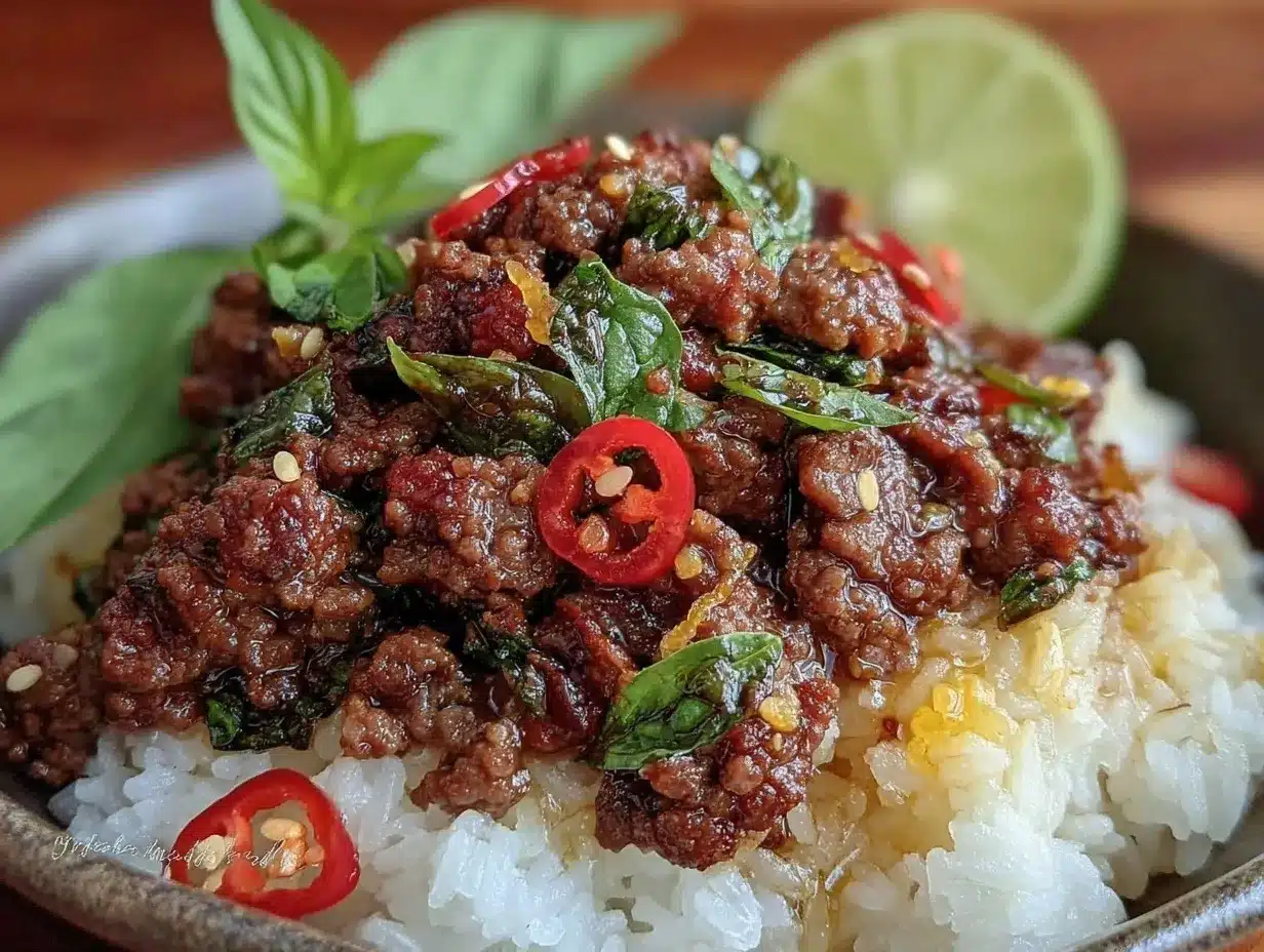 Crispy Thai Basil Ground Beef Bowls preparation steps