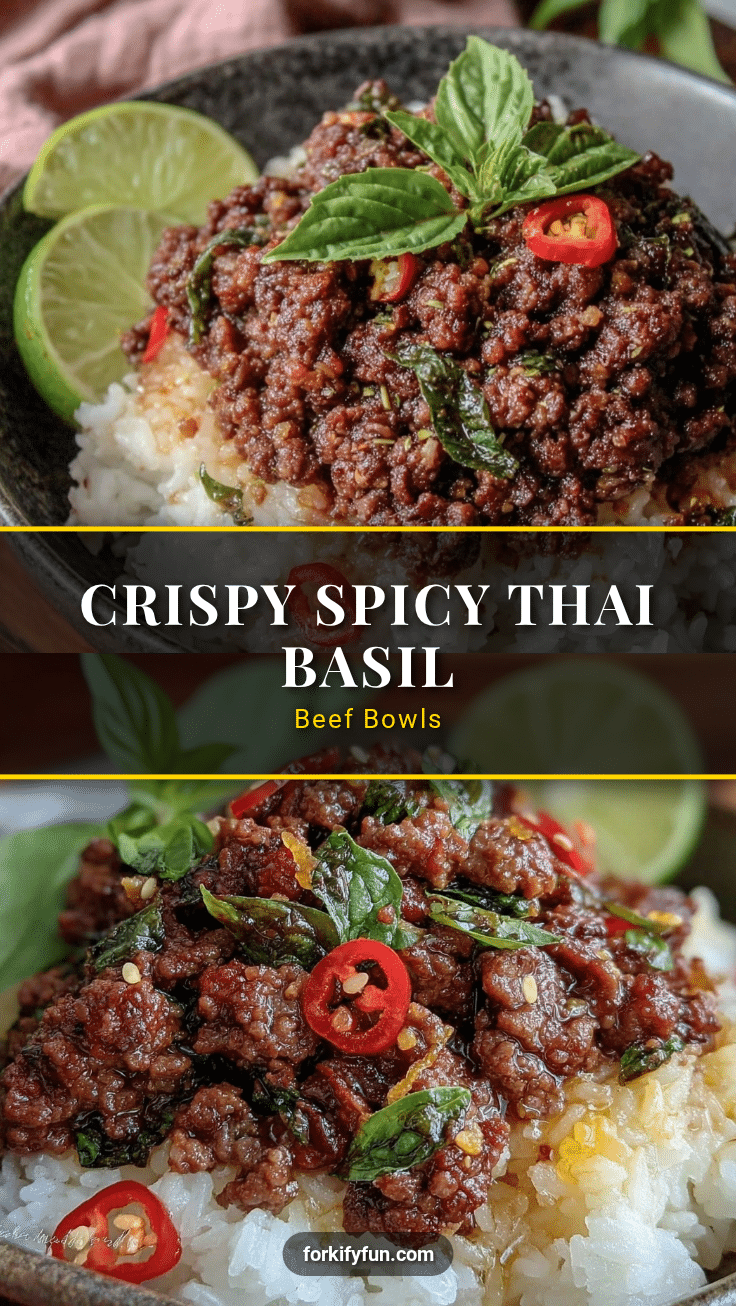 Crispy Thai Basil Ground Beef Bowls recipe