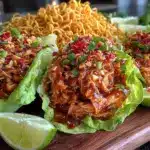 crispy thai peanut chicken lettuce wraps - featured image