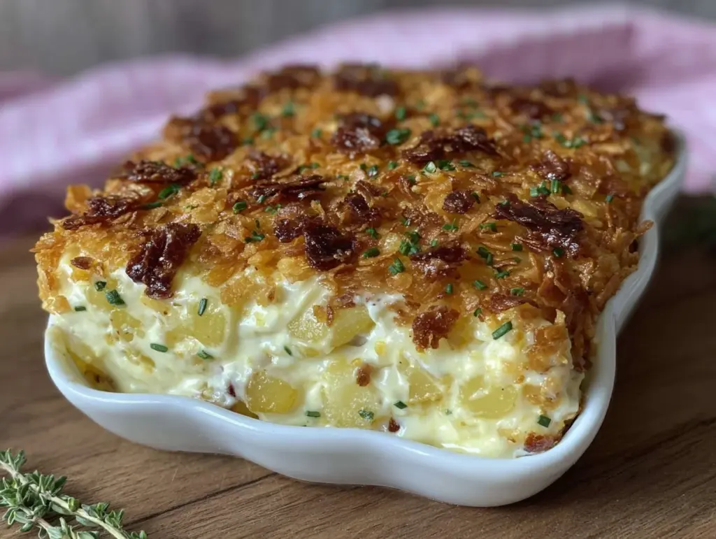 crispy topped classic funeral potatoes - featured image