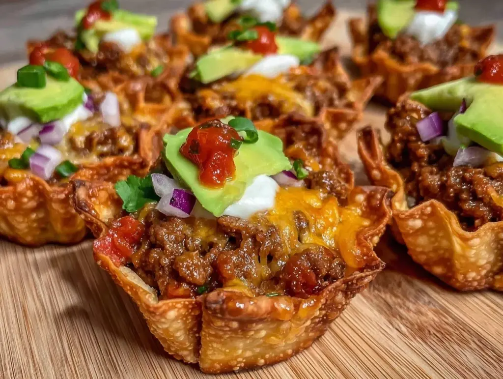 crispy wonton taco cups - featured image