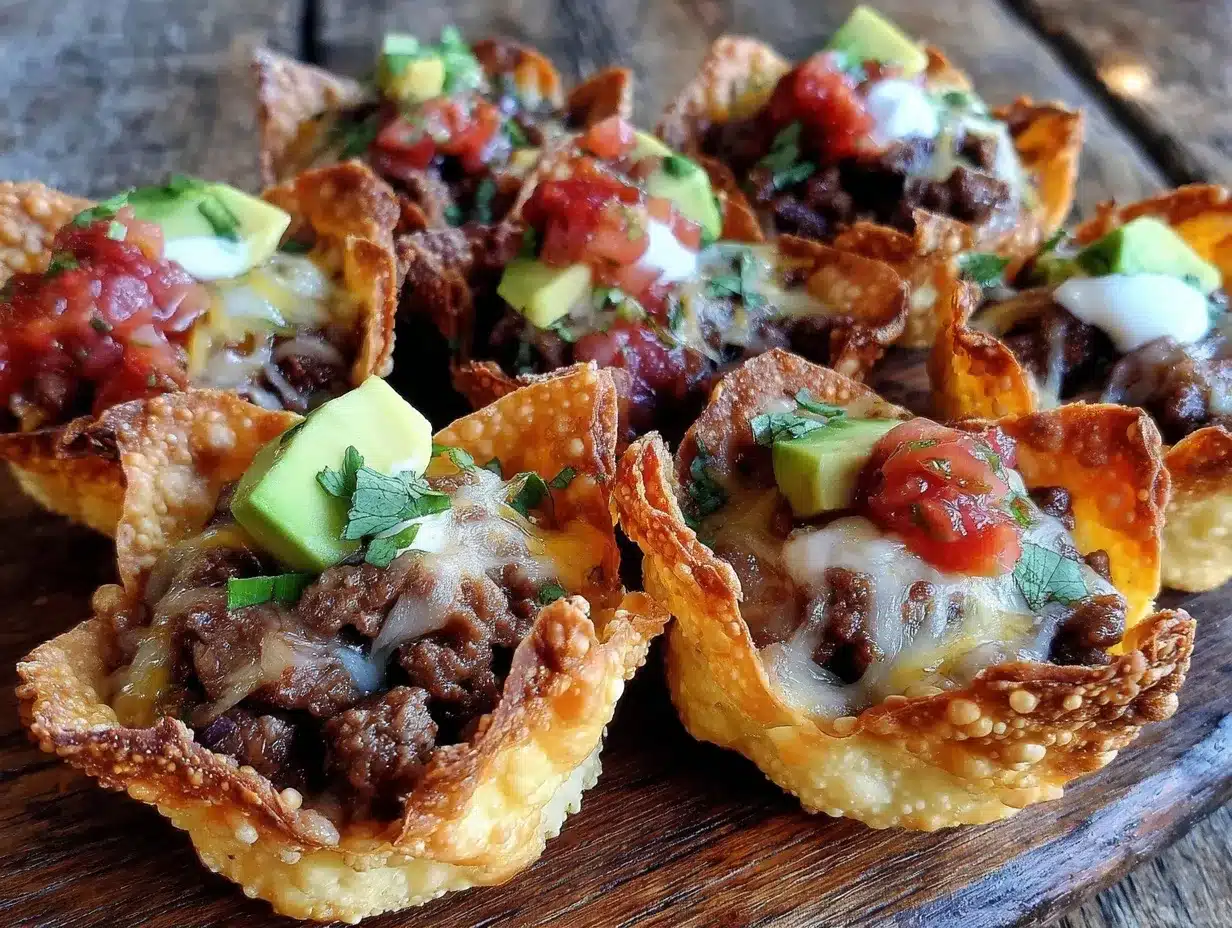 crispy wonton taco cups preparation steps