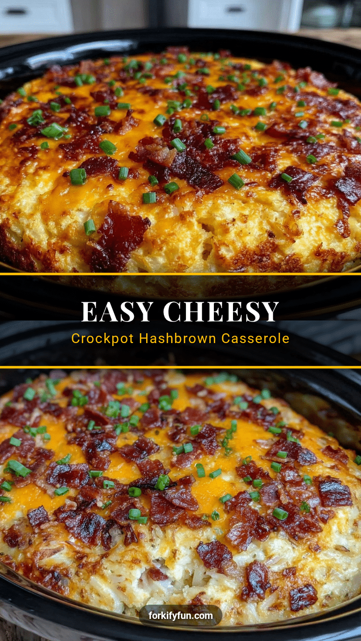 easy cheesy crockpot hashbrown breakfast casserole recipe