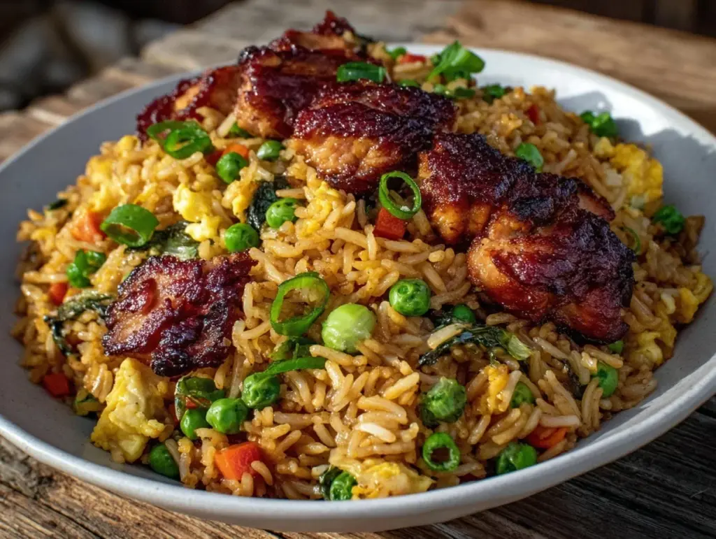 easy crispy chicken fried rice - featured image
