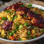 easy crispy chicken fried rice - featured image