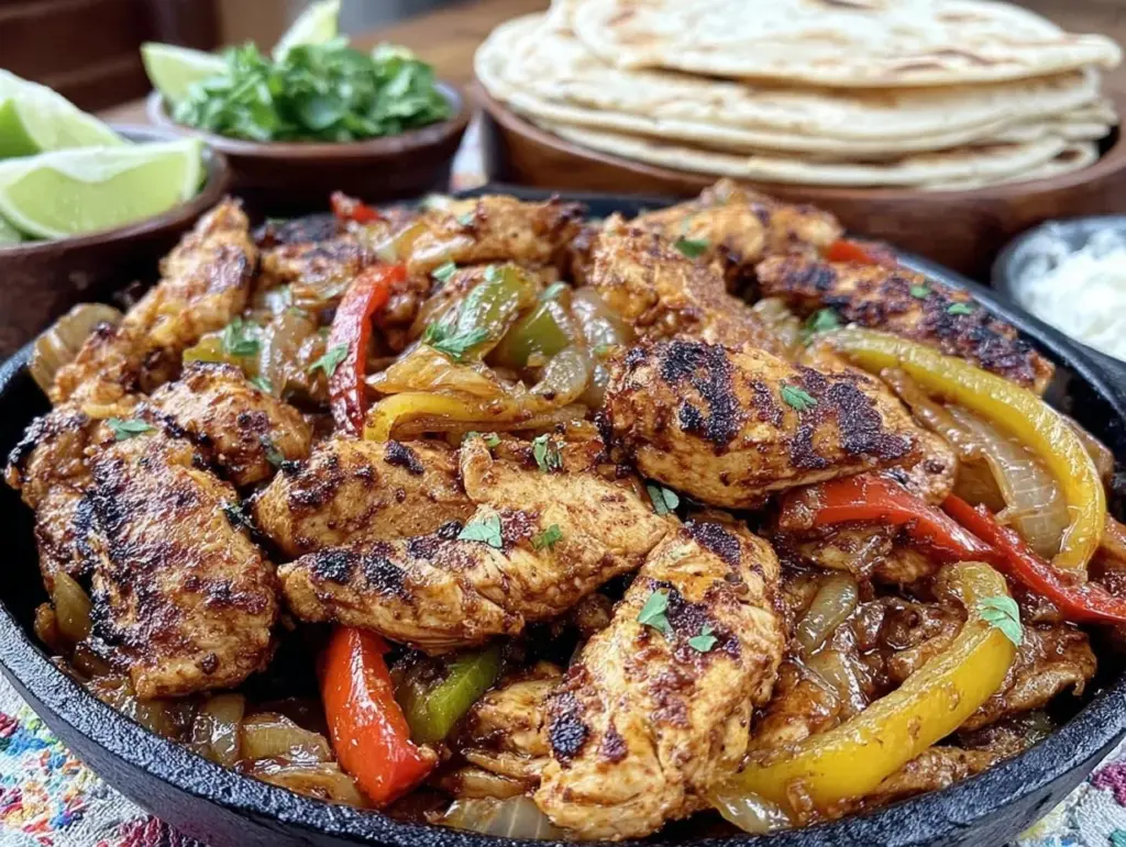 easy sheet pan chicken fajitas - featured image