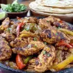 easy sheet pan chicken fajitas - featured image