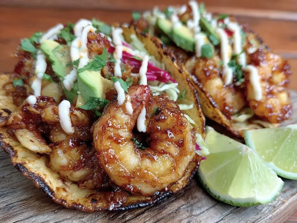 garlic chili crispy shrimp tacos - featured image