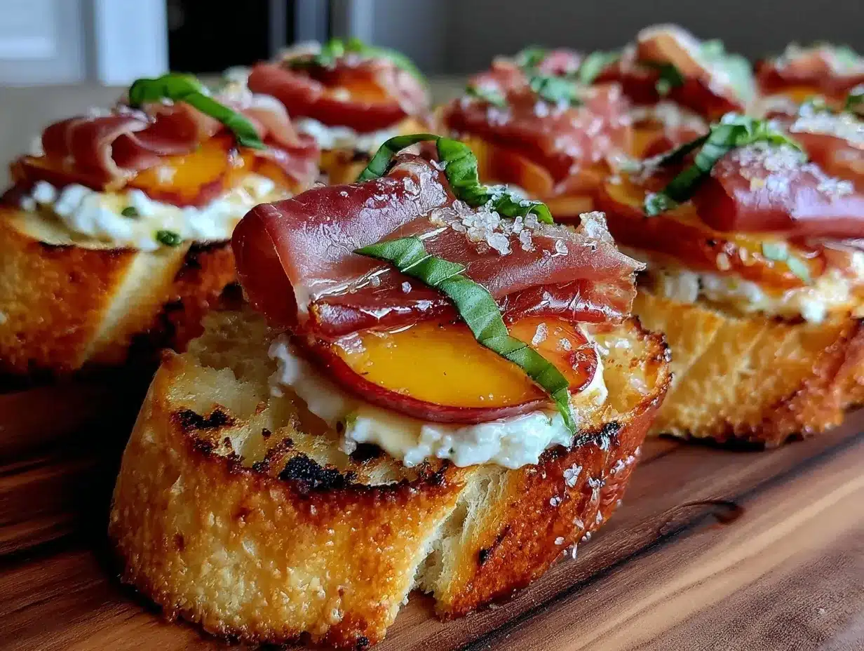 grilled peach and prosciutto bruschetta preparation steps