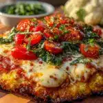 healthy gestational diabetes friendly cauliflower crust pizza - featured image