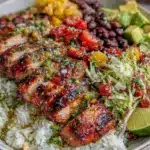 healthy high-protein chicken burrito bowl - featured image