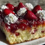 Jello poke cake with strawberries and Cool Whip - featured image