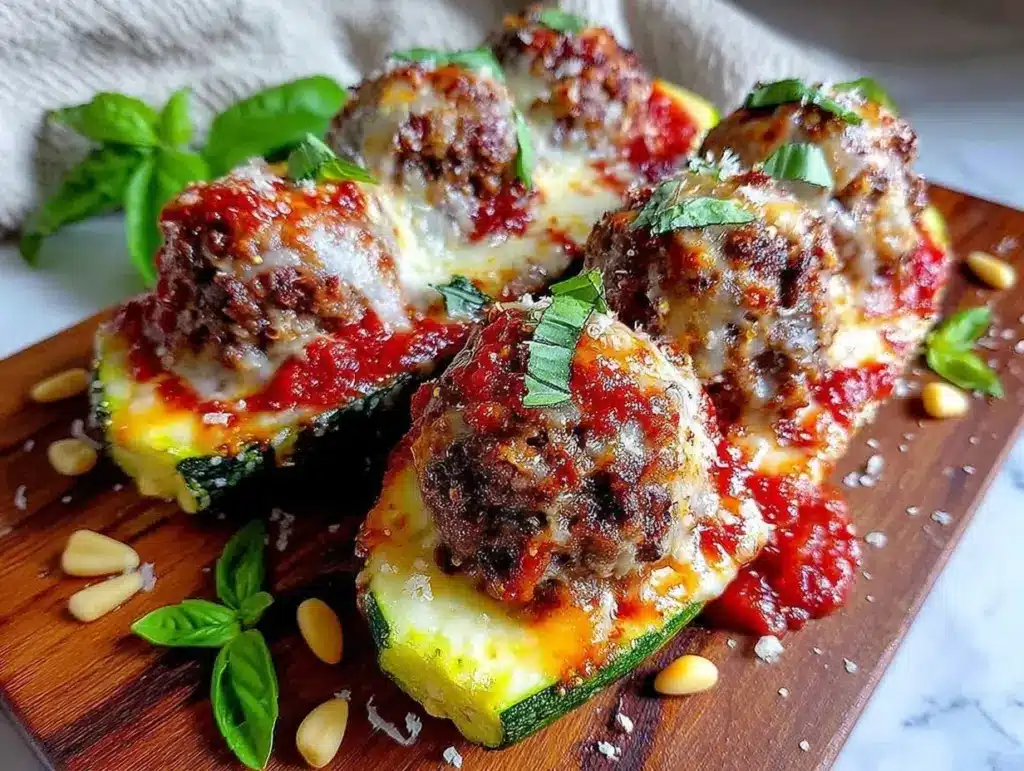 keto meatball zucchini boats - featured image