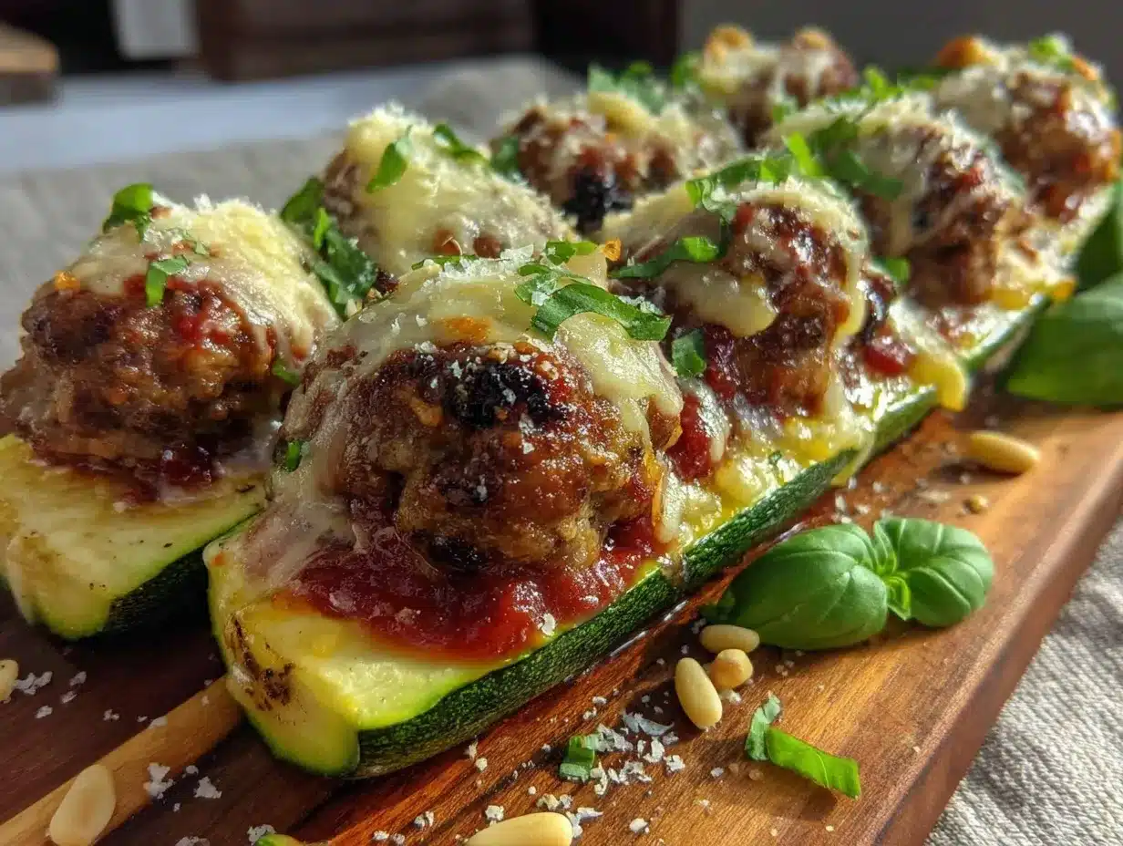 keto meatball zucchini boats preparation steps