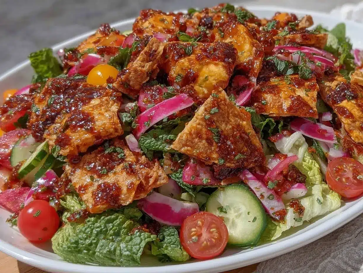 Lebanese fattoush salad preparation steps