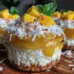 no bake mango coconut tres leches cups - featured image