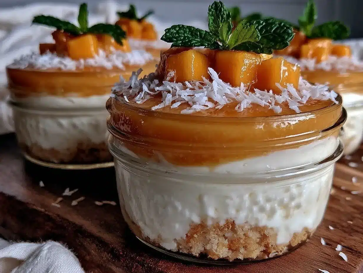 no bake mango coconut tres leches cups preparation steps